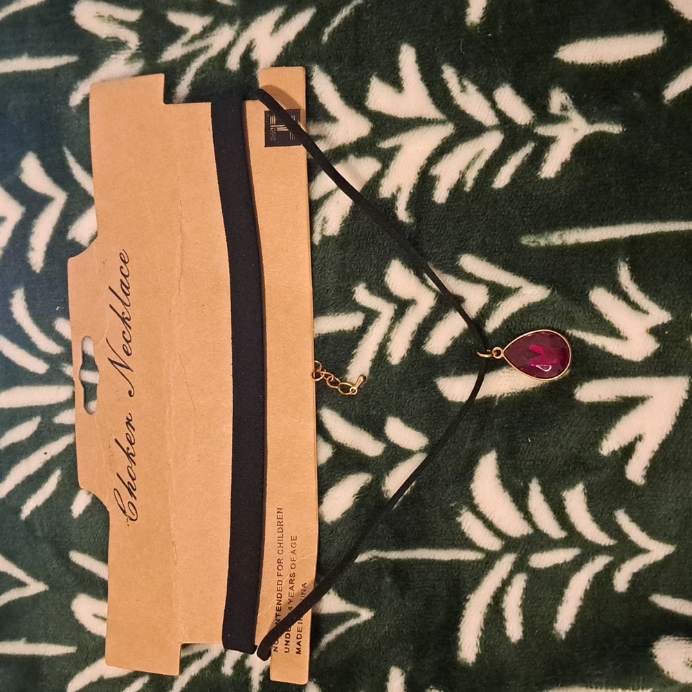 Red gem choker necklace